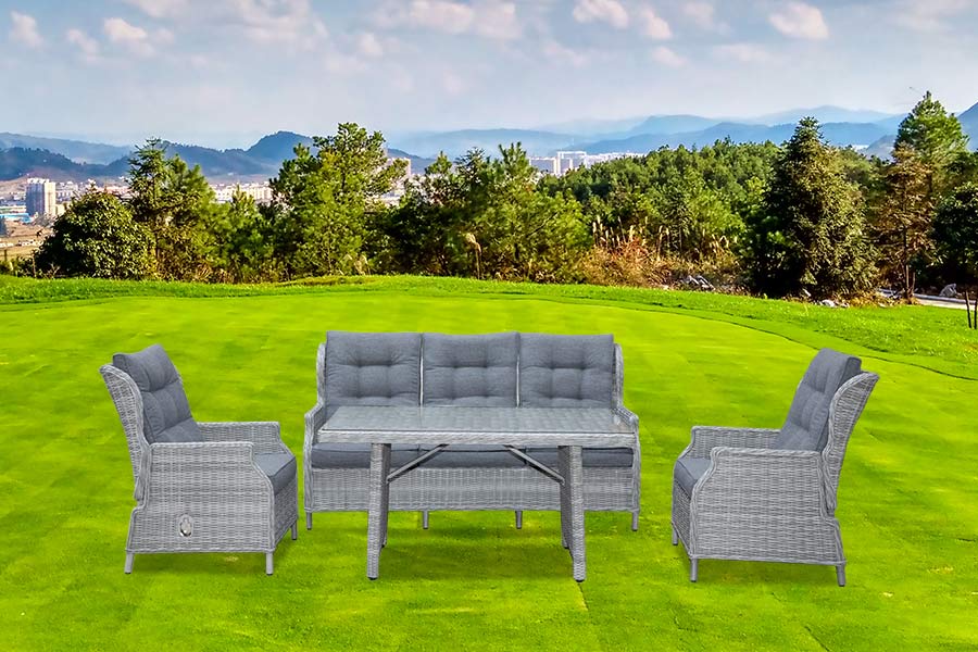 Conjunto de jantar com sofá reclinável de 3 lugares