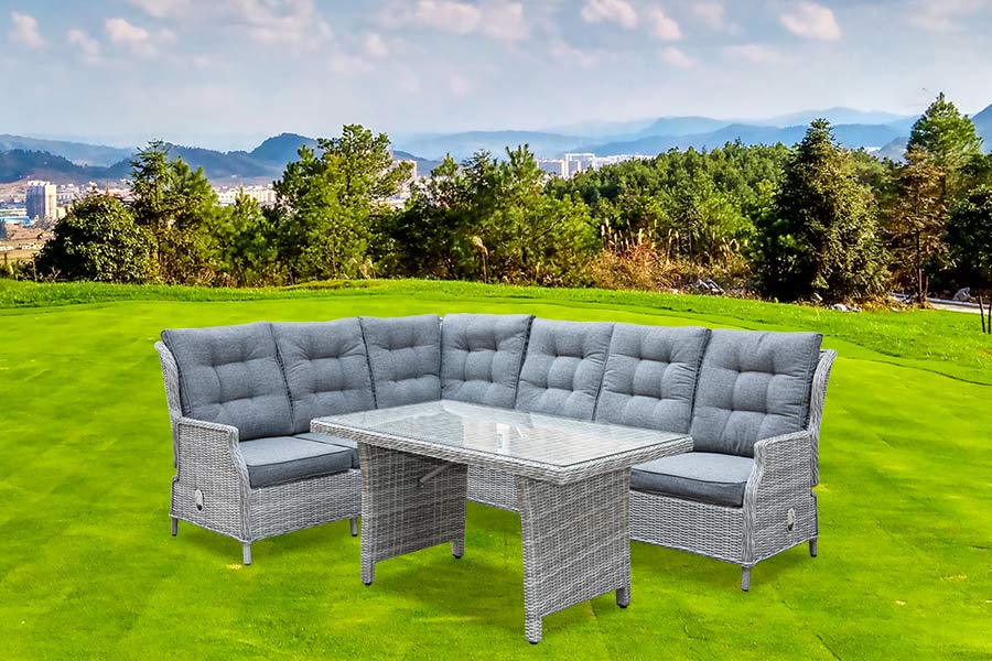 Conjunto de jantar com sofá de canto reclinável 5 unidades