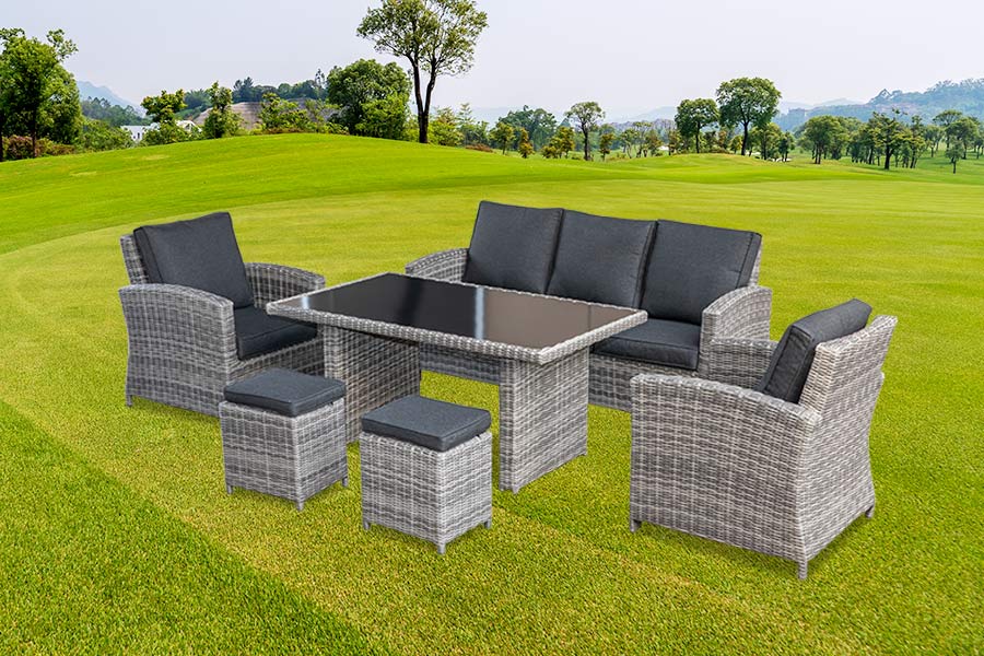 6pcs conjunto de jantar de sofá de 3 lugares