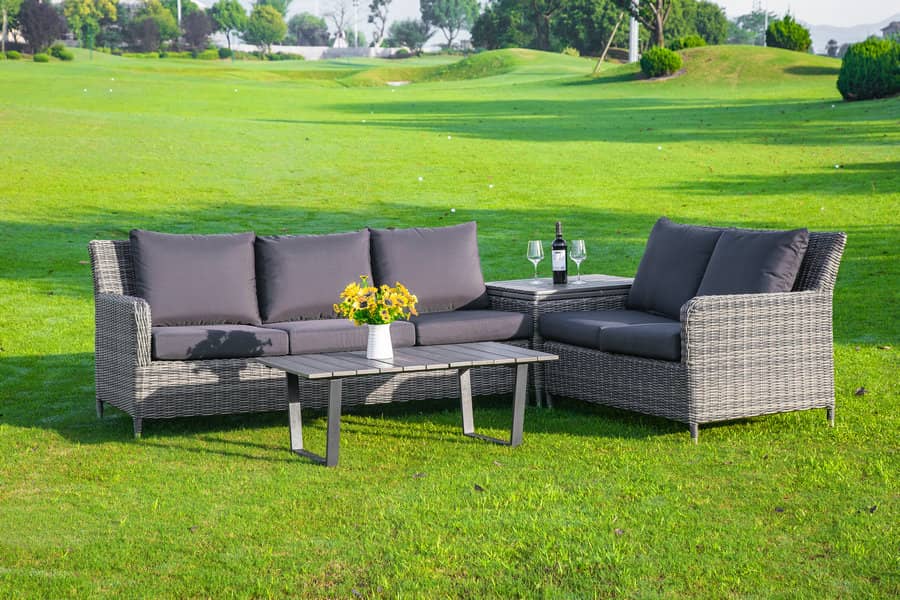 Conjunto de mesa de chá 4pcs Polywood com caixa de armazenamento