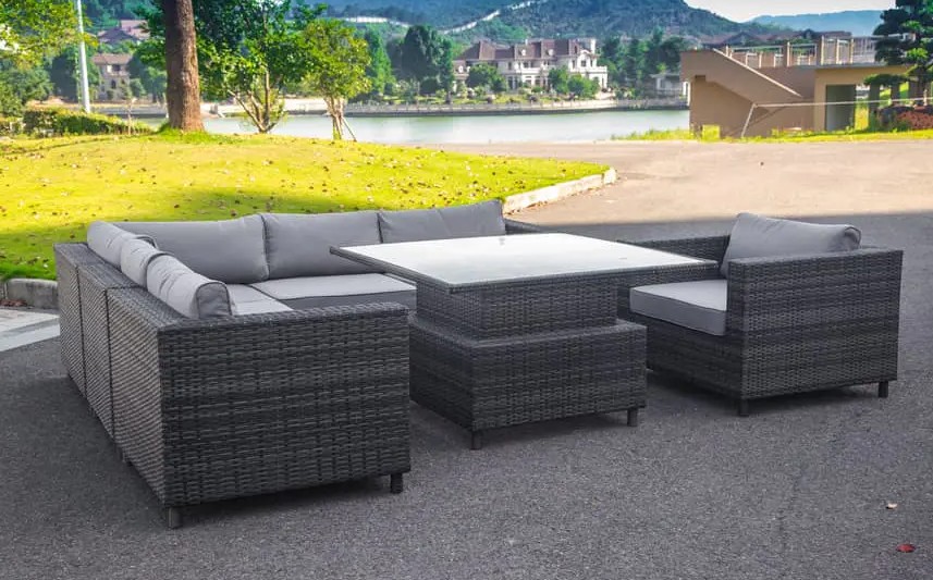 Experimente luxo e conforto com um conjunto de sofá de canto de 7 peças com mesa elevatória